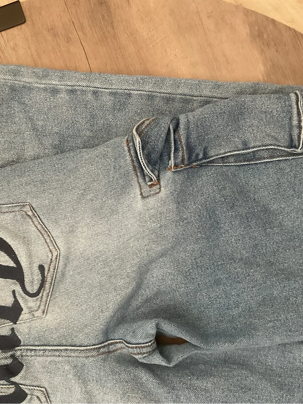 Juicy Couture Washed Light Blue High-Rise Cargo Wide Leg Jeans